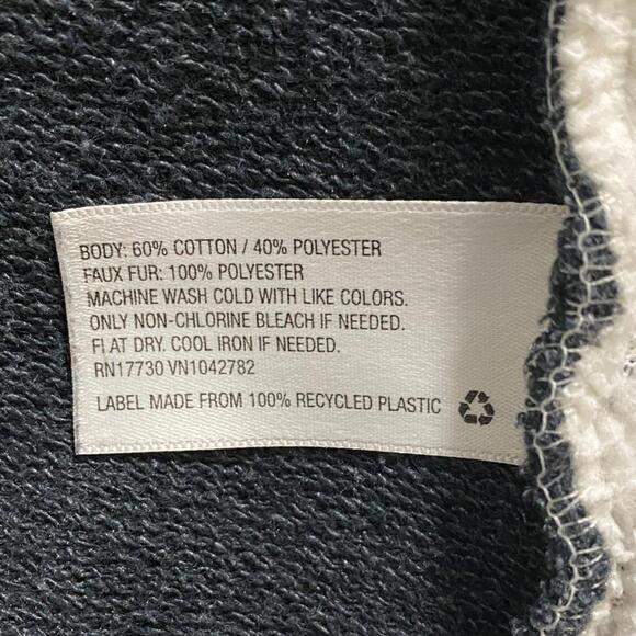 Mossimo Supply Co Dark Grey White Sherpa Style Collar Sweatshirt Jacket Medium - Picture 4 of 4